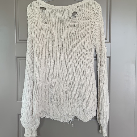 Pam & Gela Cream Distressed Sweater - Picture 5 of 5